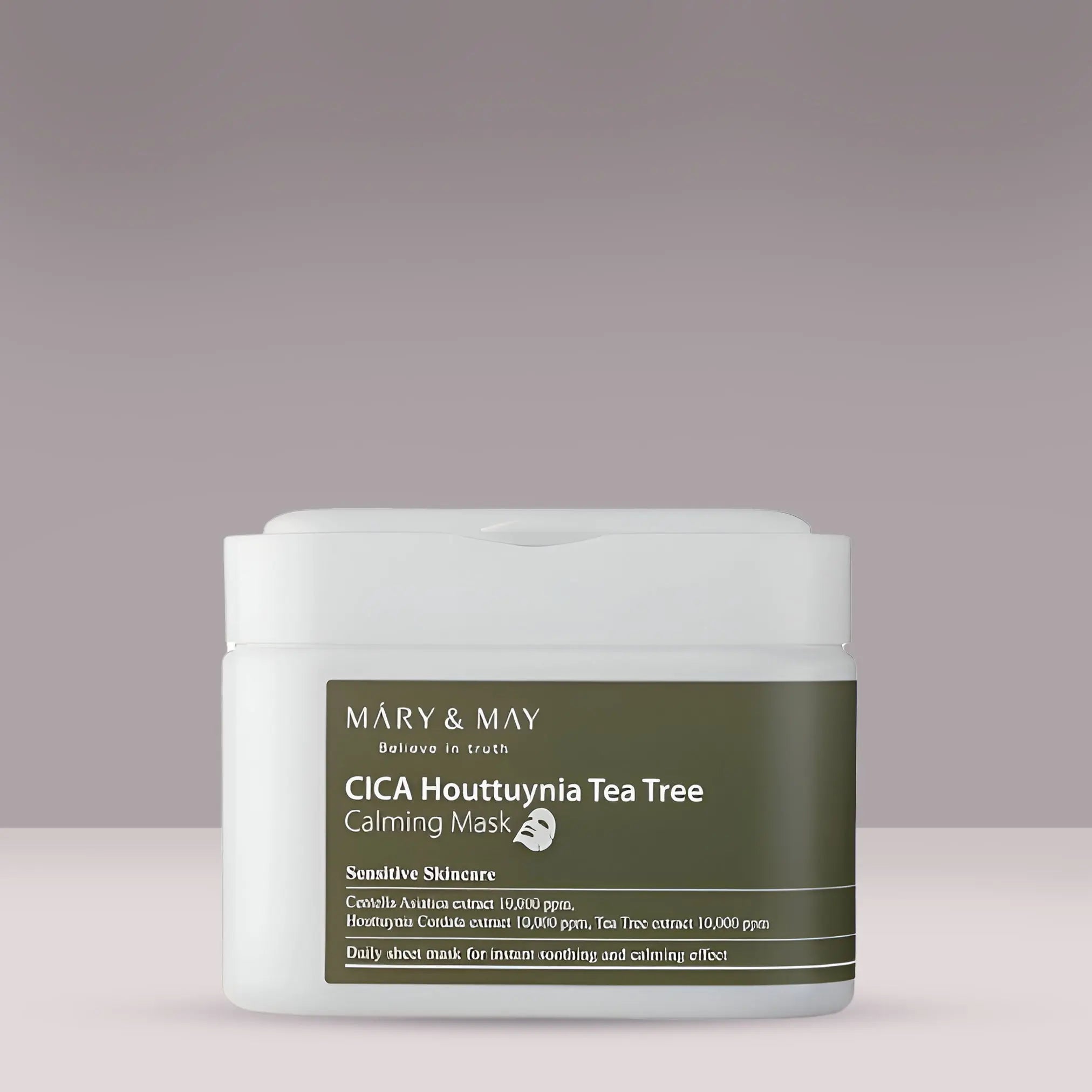 MARY and MAY Cica Houttuynia cordata Tea Tree Calming Mask Pack – 30 sheets