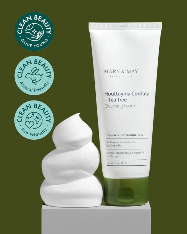 [MARY&MAY] Houttuynia Cordata + Tea Tree Cleansing Foam - 150ml MARY&MAY