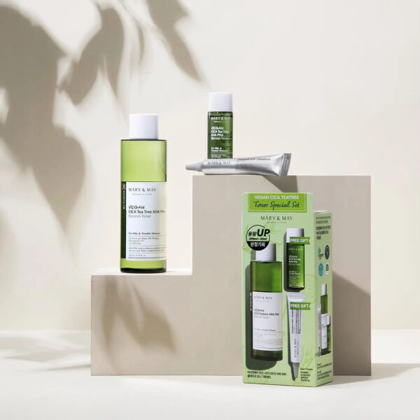 [Mary&May] Vegan CICA Tea Tree Toner Special Set (200ml+30ml+Eye cream 12g) - Enrapturecosmetics